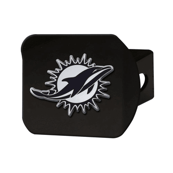 Miami Dolphins Black Metal Hitch Cover with Metal Chrome 3D Emblem