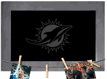 Miami Dolphins Blank Chalkboard with frame & clothespins 11x19 Sign