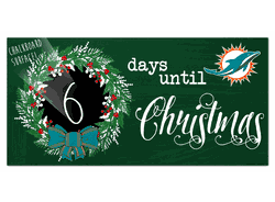 Miami Dolphins Chalk Christmas Countdown 6x12 Sign