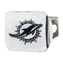 Miami Dolphins Chrome Metal Hitch Cover with Chrome Metal 3D Emblem