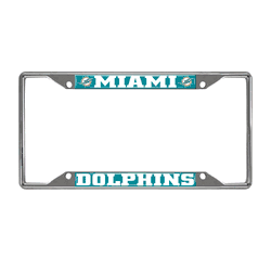Miami Dolphins Chrome Metal License Plate Frame, 6.25in x 12.25in