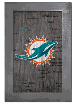 Miami Dolphins City Map 11x19 Sign