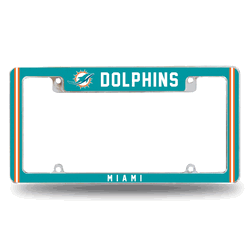Miami Dolphins Classic 12" x 6" Chrome All Over Automotive License Plate Frame