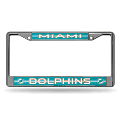 Miami Dolphins Classic 12" x 6" Silver Bling Chrome Car/Truck/SUV Auto Accessory