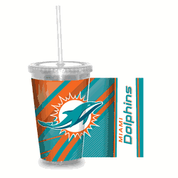 Miami Dolphins Clear Tumbler W/Straw