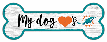 Miami Dolphins Dog Bone 6x12 Sign