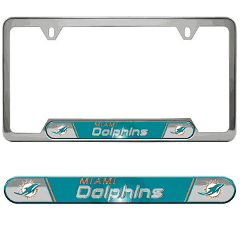Miami Dolphins Embossed License Plate Frame, 6.25in x 12.25in