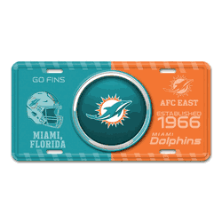 Miami Dolphins Embossed Metal License Plate