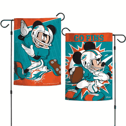 Miami Dolphins Flag 12x18 Garden Style 2 Sided Disney