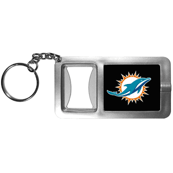 Miami Dolphins Flashlight Key Chain with Bottle Opener