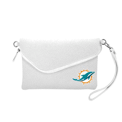 Miami Dolphins Fold Over Crossbody Pebble White