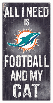 Miami Dolphins Football and My Cat 6x12 Sign