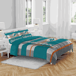 Miami Dolphins Heather Stripe 3 PC Full/Queen Bed in a Bag