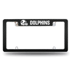 Miami Dolphins Helmet Logo 12" x 6" Chrome All Over Automotive License Plate Frame for Car/Truck/SUV