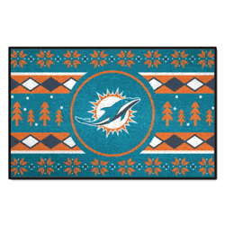 Miami Dolphins Holiday Sweater Starter Mat Accent Rug - 19in. x 30in.