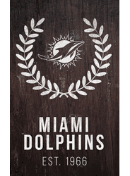 Miami Dolphins Laurel Wreath 11x19 Sign