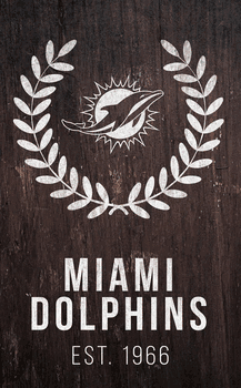 Miami Dolphins Laurel Wreath 11x19 Sign