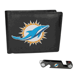 Miami Dolphins Leather Bi-fold Wallet & Key Organizer