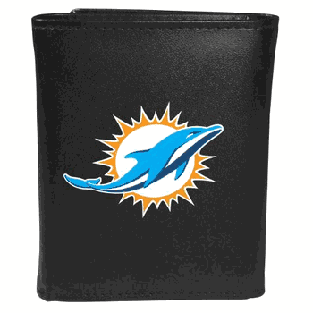 Miami Dolphins Leather Tri-fold Wallet, Large Logo