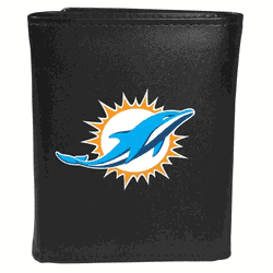 Miami Dolphins Leather Tri-fold Wallet, Large Logo