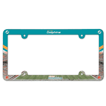 Miami Dolphins License Plate Frame Plastic Full Color Style