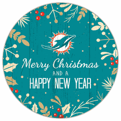 Miami Dolphins Merry Christmas & New Year 12in Circle