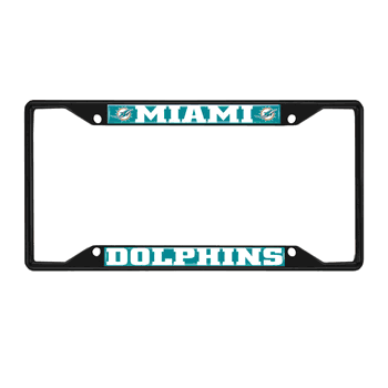 Miami Dolphins Metal License Plate Frame Black Finish