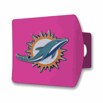 Miami Dolphins Pink Metal Hitch Cover with  3D Color Emblem