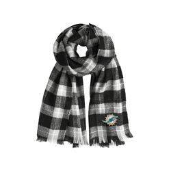Miami Dolphins Plaid Blanket Scarf BL-GRY