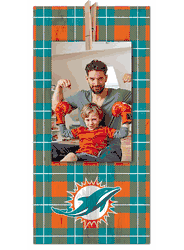 Miami Dolphins Plaid Clothespin 6x12 Sign