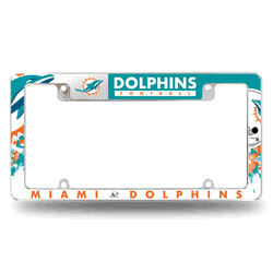 Miami Dolphins Primary 12" x 6" Chrome All Over Automotive License Plate Frame
