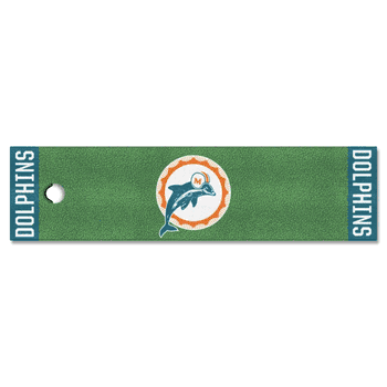 Miami Dolphins Putting Green Mat - 1.5ft. x 6ft., NFL Vintage