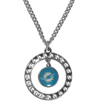 Miami Dolphins Rhinestone Hoop Necklace
