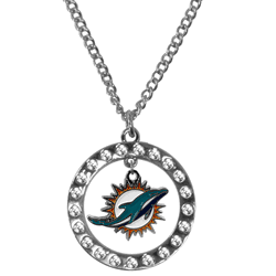 Miami Dolphins Rhinestone Hoop Necklaces