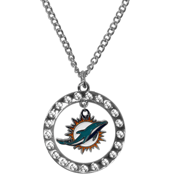 Miami Dolphins Rhinestone Hoop Necklaces