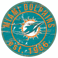 Miami Dolphins Round Distressed Sign