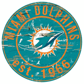 Miami Dolphins Round Distressed Sign