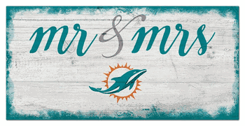 Miami Dolphins Script Mr & Mrs 6x12 Sign