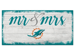 Miami Dolphins Script Mr & Mrs 6x12 Sign
