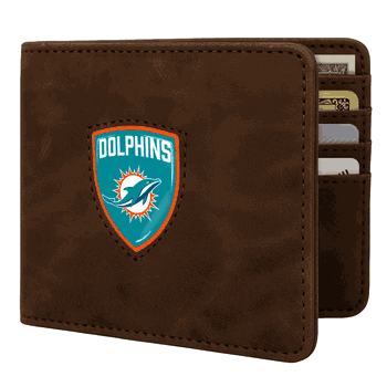 Miami Dolphins Shield Wallet - Brown