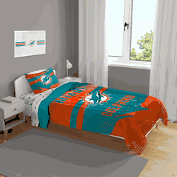 Miami Dolphins Slanted Stripe 4 PC Twin Bed in a Bag