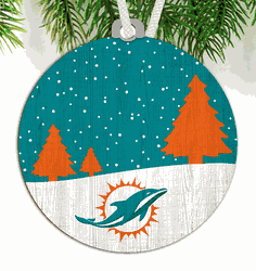 Miami Dolphins Snow Scene Ornament