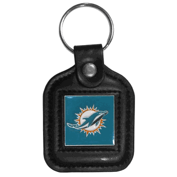 Miami Dolphins Square Leatherette Key Chain