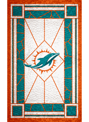 Miami Dolphins Stained Glass 11x19 Wood Sign