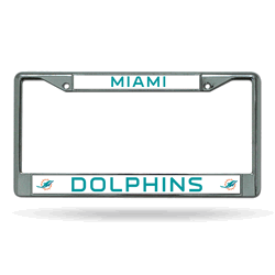 Miami Dolphins Standard Chrome Frame with Plastic Inserts 12" x 6" Car/Truck Auto Accessory