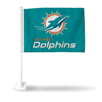 Miami Dolphins Logo/Wordmark Car Flag Teal Background
