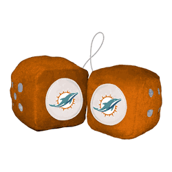 Miami Dolphins Team Color Fuzzy Dice Dcor 3" Set