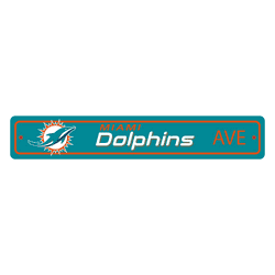 Miami Dolphins Team Color Street Sign Dcor 4in. X 24in. Lightweight