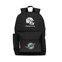 Miami Dolphins Two-Logo Campus Backpack, Black, with Gray Zipper
