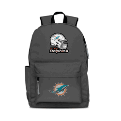 Miami Dolphins Two-Logo Campus Backpack, Gray, with Gray Zipper